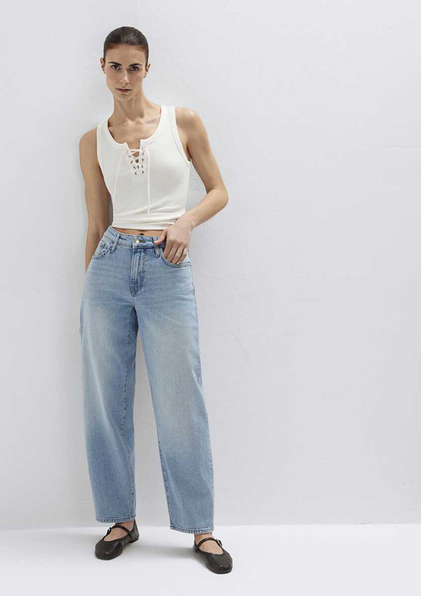 Mavi Leıla Lt Brushed Premium Blue Baggy  Fit Kadın Jean Pantolon 1010600-A1573 (1)