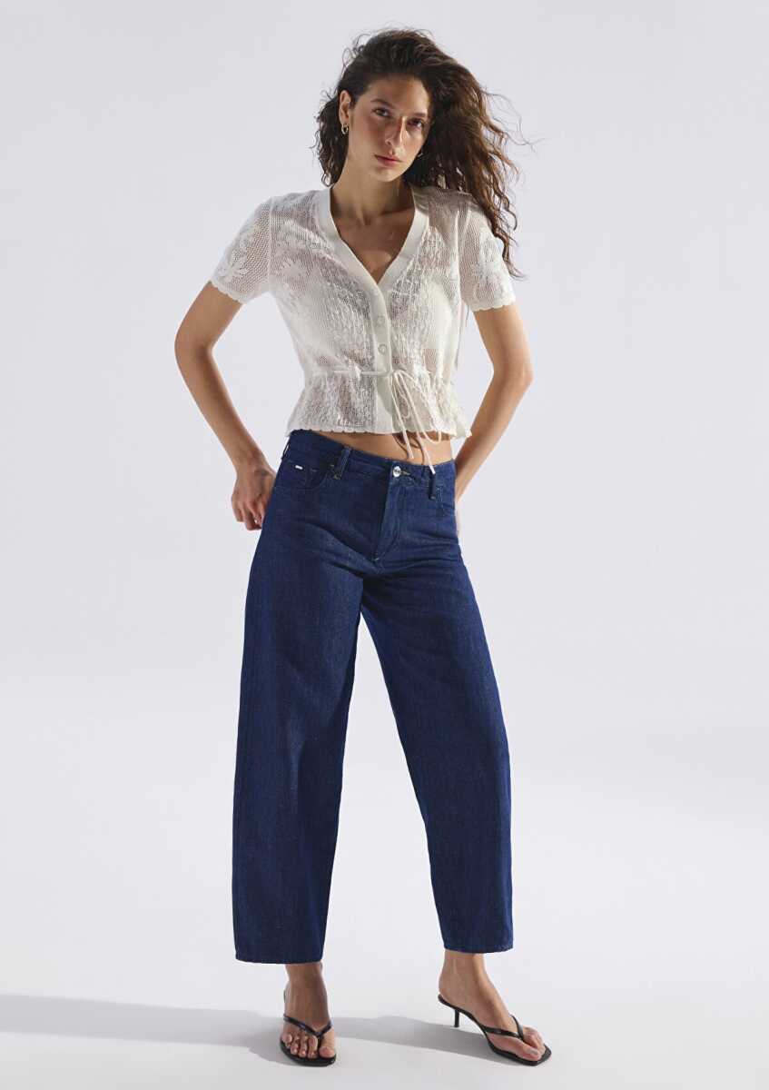 Mavi Leila Mavi Edition Keten Karışımlı Rinse Baggy Fit Yüksek Bel Kadın Jean Pantolon 1010600-A3174 - 1