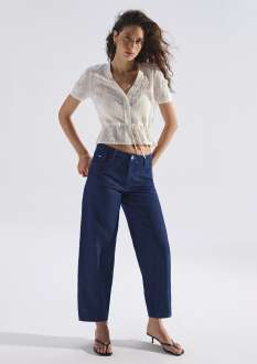 Mavi Leila Mavi Edition Keten Karışımlı Rinse Baggy Fit Yüksek Bel Kadın Jean Pantolon 1010600-A3174