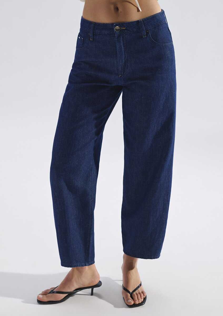 Mavi Leila Mavi Edition Keten Karışımlı Rinse Baggy Fit Yüksek Bel Kadın Jean Pantolon 1010600-A3174 - 4