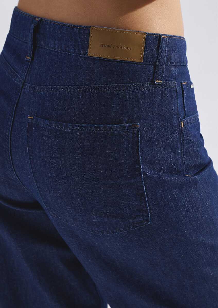 Mavi Leila Mavi Edition Keten Karışımlı Rinse Baggy Fit Yüksek Bel Kadın Jean Pantolon 1010600-A3174 - 8