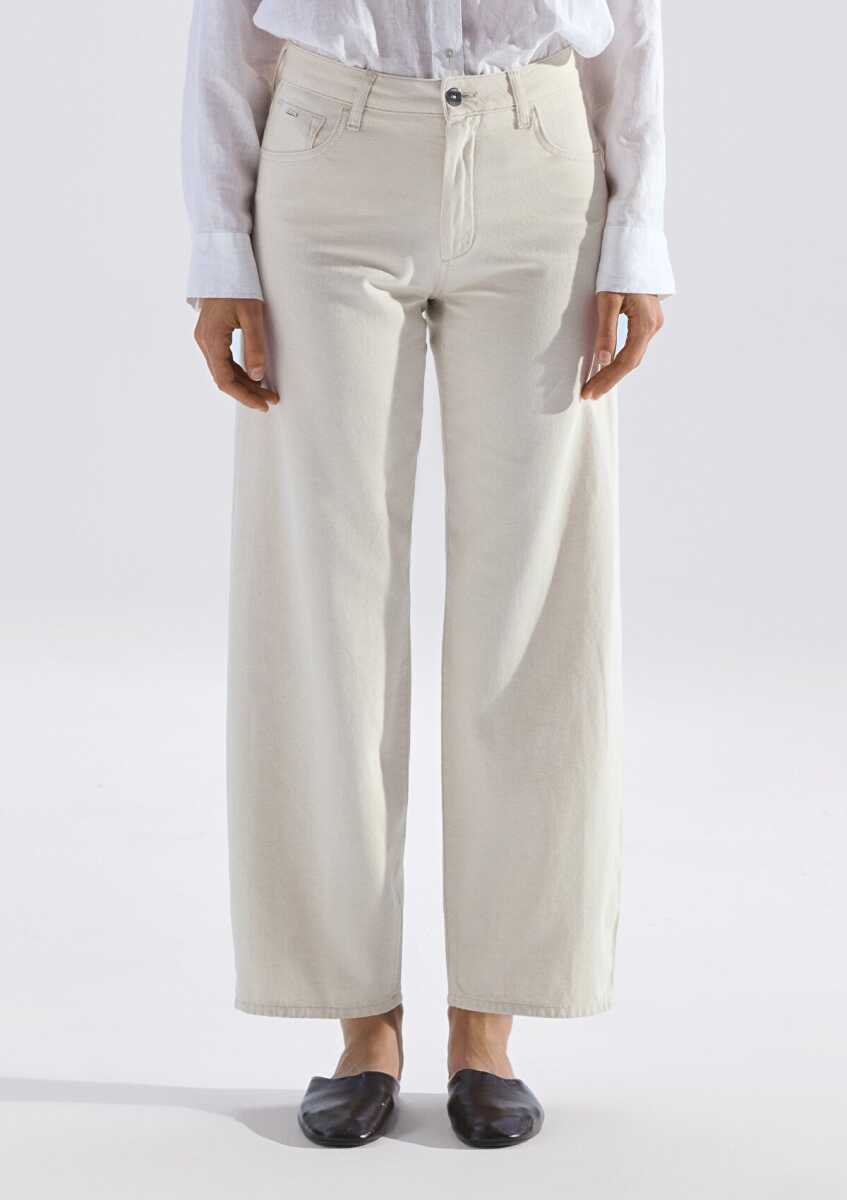 Mavi Leila Mavi Edition Ketenli Ekru Baggy Fit Kadın Jean Pantolon 1010600-A3173 - 3