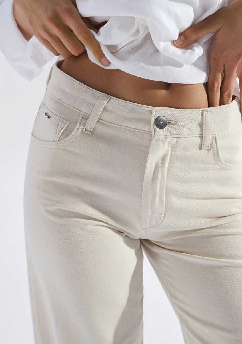 Mavi Leila Mavi Edition Ketenli Ekru Baggy Fit Kadın Jean Pantolon 1010600-A3173 - 6
