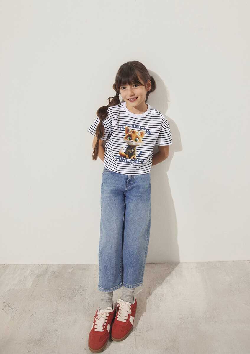 Mavi Let's Have Fun Baskılı Crop Çocuk Tişört 7610280-85308 - Mavi