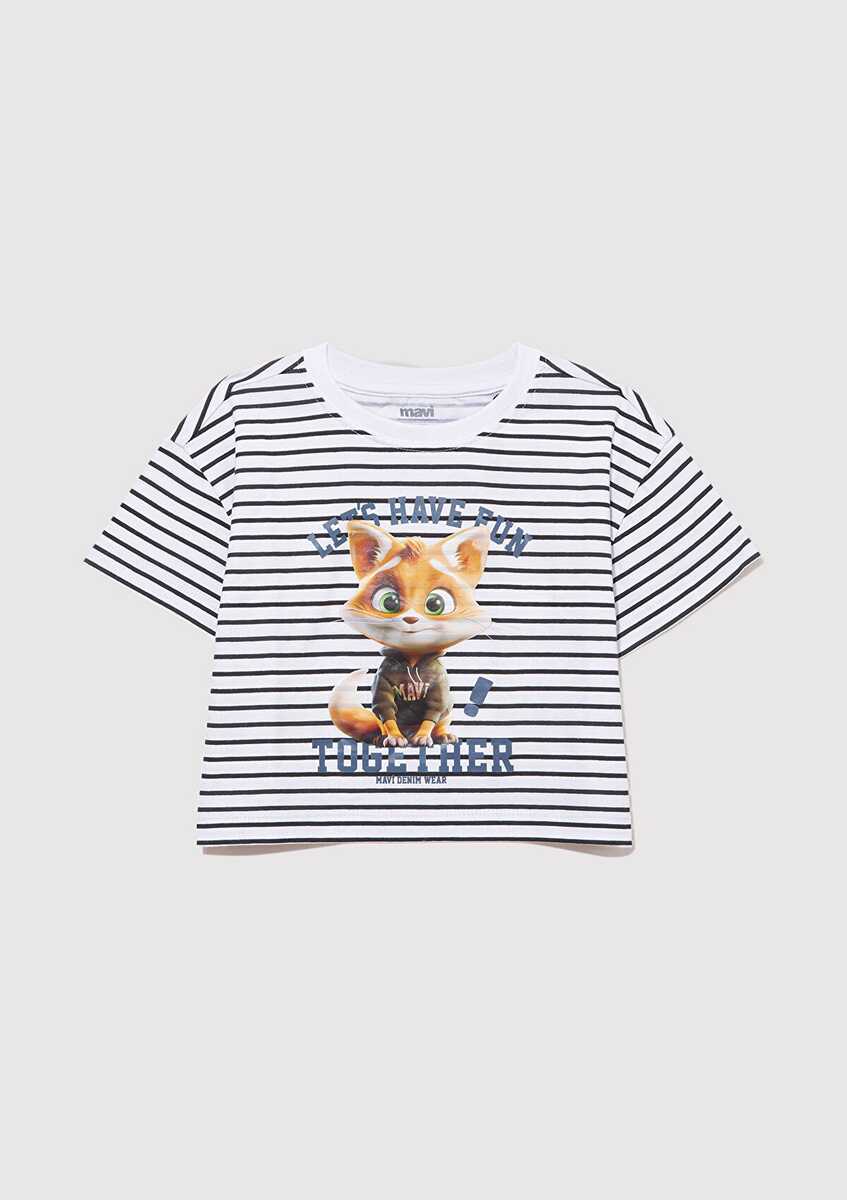 Mavi Let's Have Fun Baskılı Crop Çocuk Tişört 7610280-85308 - Mavi (1)