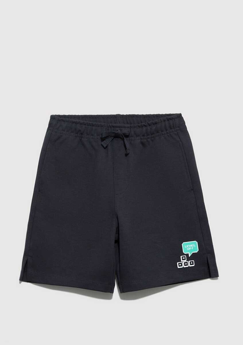 Mavi Level Up Baskılı Antrasit Loose Fit Çocuk Şort 6410016-70087 (1)