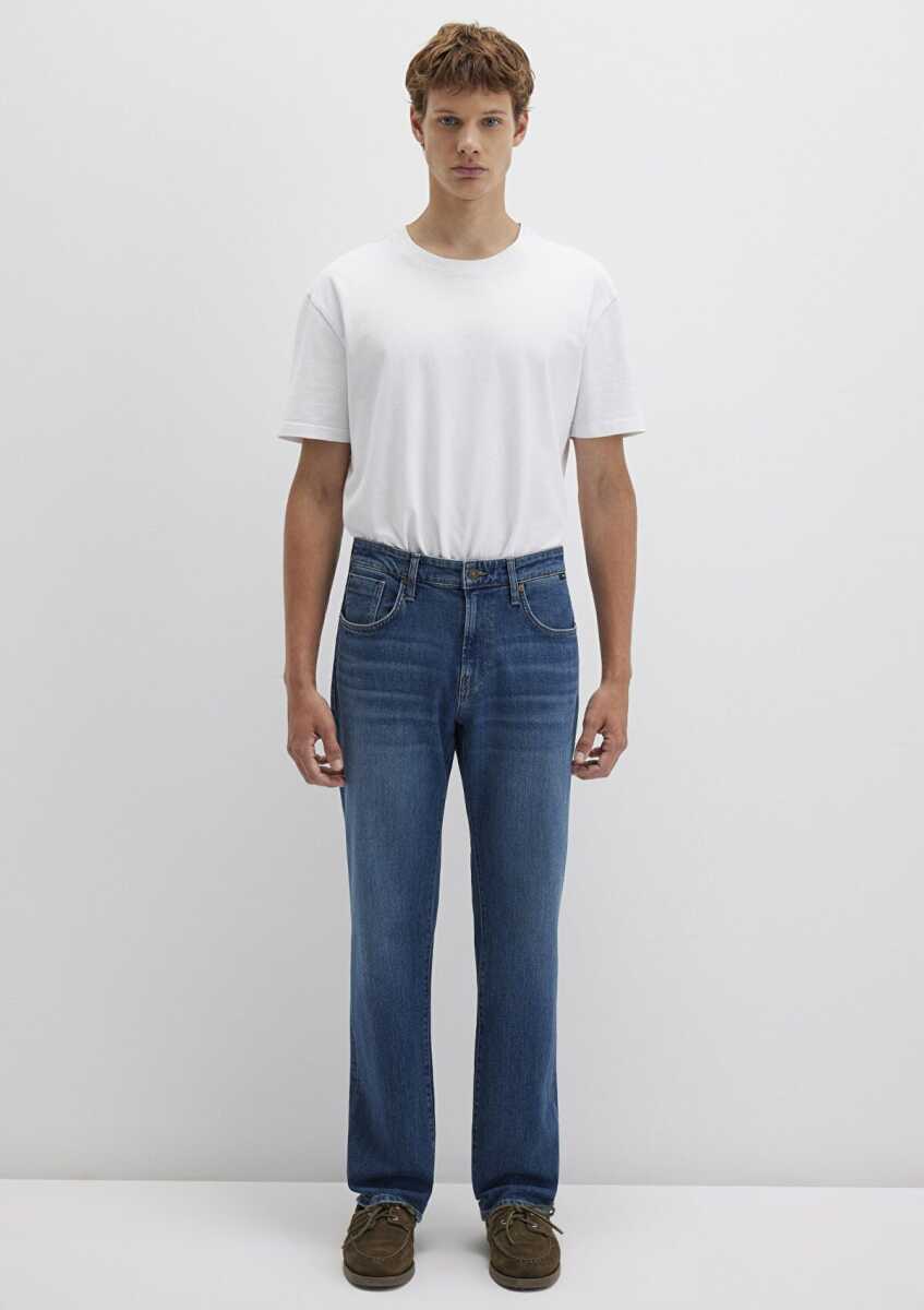 Mavi Lisbon Classic Denim Puslu Vintage Koyu Mavi Erkek Jean Pantolon 0010039-90818 - 3