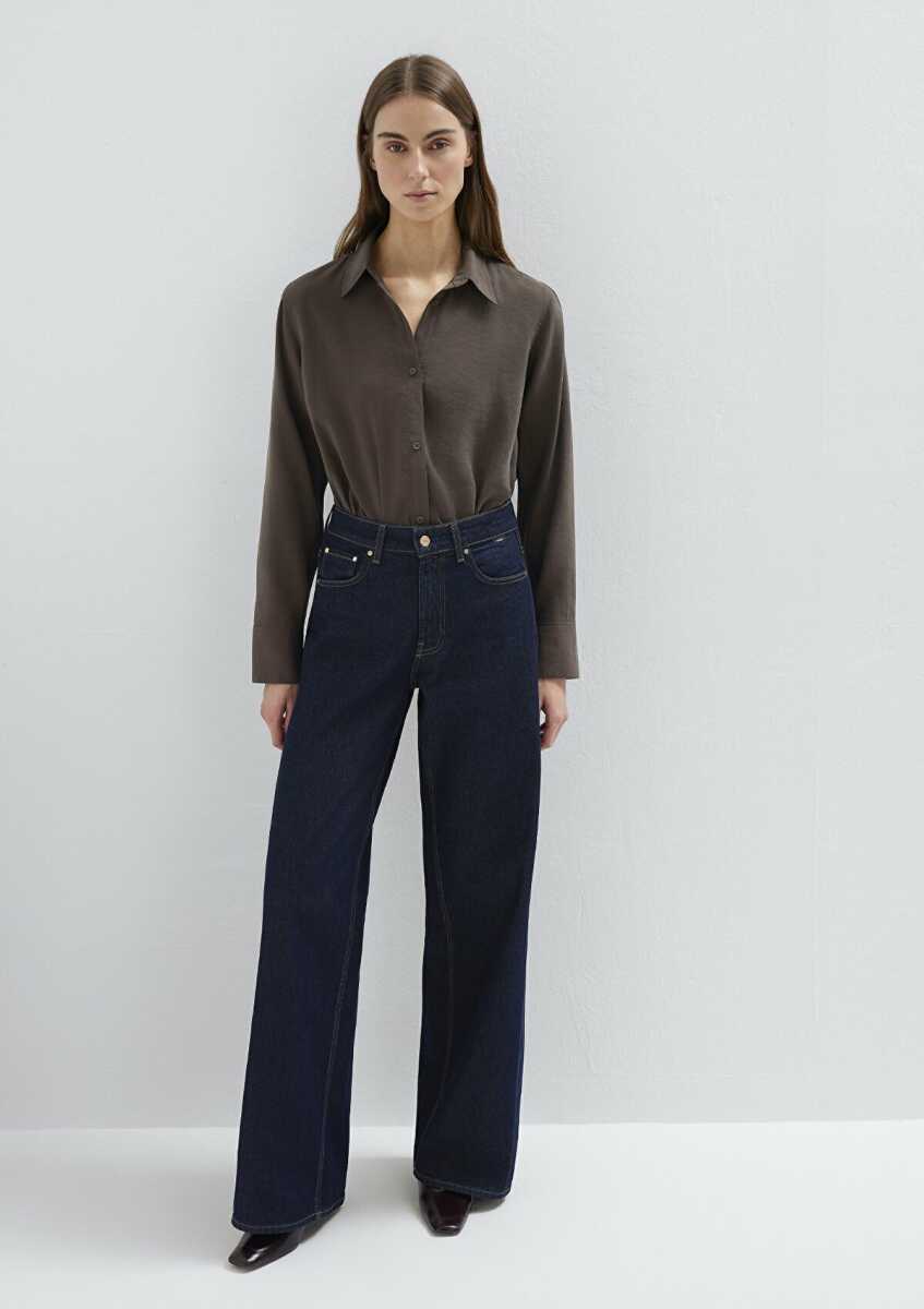 Mavi Liyosel Karışımlı Kahverengi Tencel Regular Fit Kadın Gömlek 1211374-70238 - 3