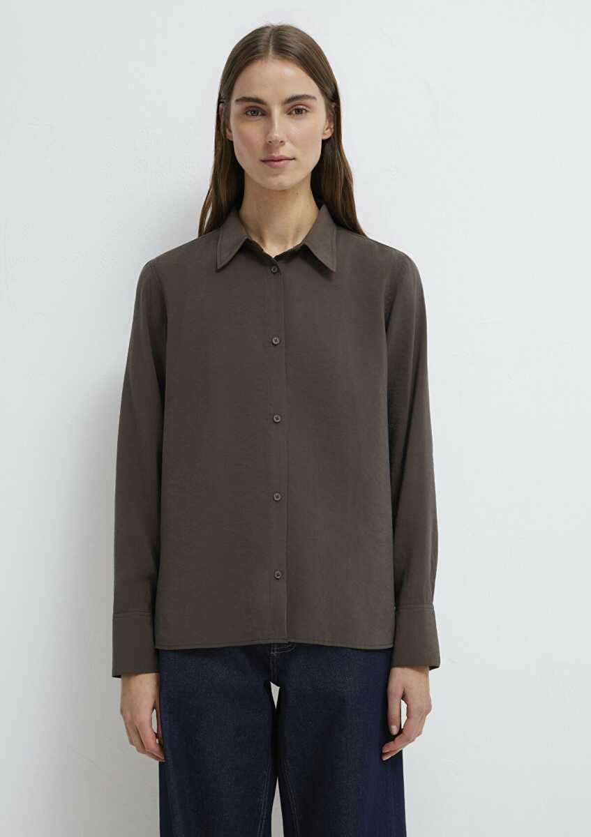 Mavi Liyosel Karışımlı Kahverengi Tencel Regular Fit Kadın Gömlek 1211374-70238 - 4