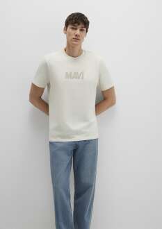 Mavi Logo Baskılı Bej Regular Fit Erkek Tişört  0612896-70134 