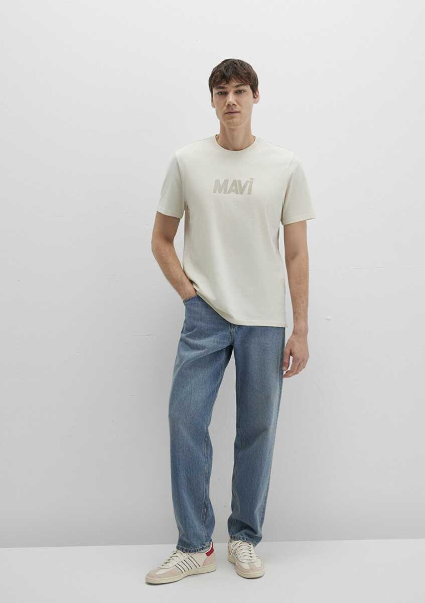 Mavi Logo Baskılı Bej Regular Fit Erkek Tişört 0612896-70134 (1)