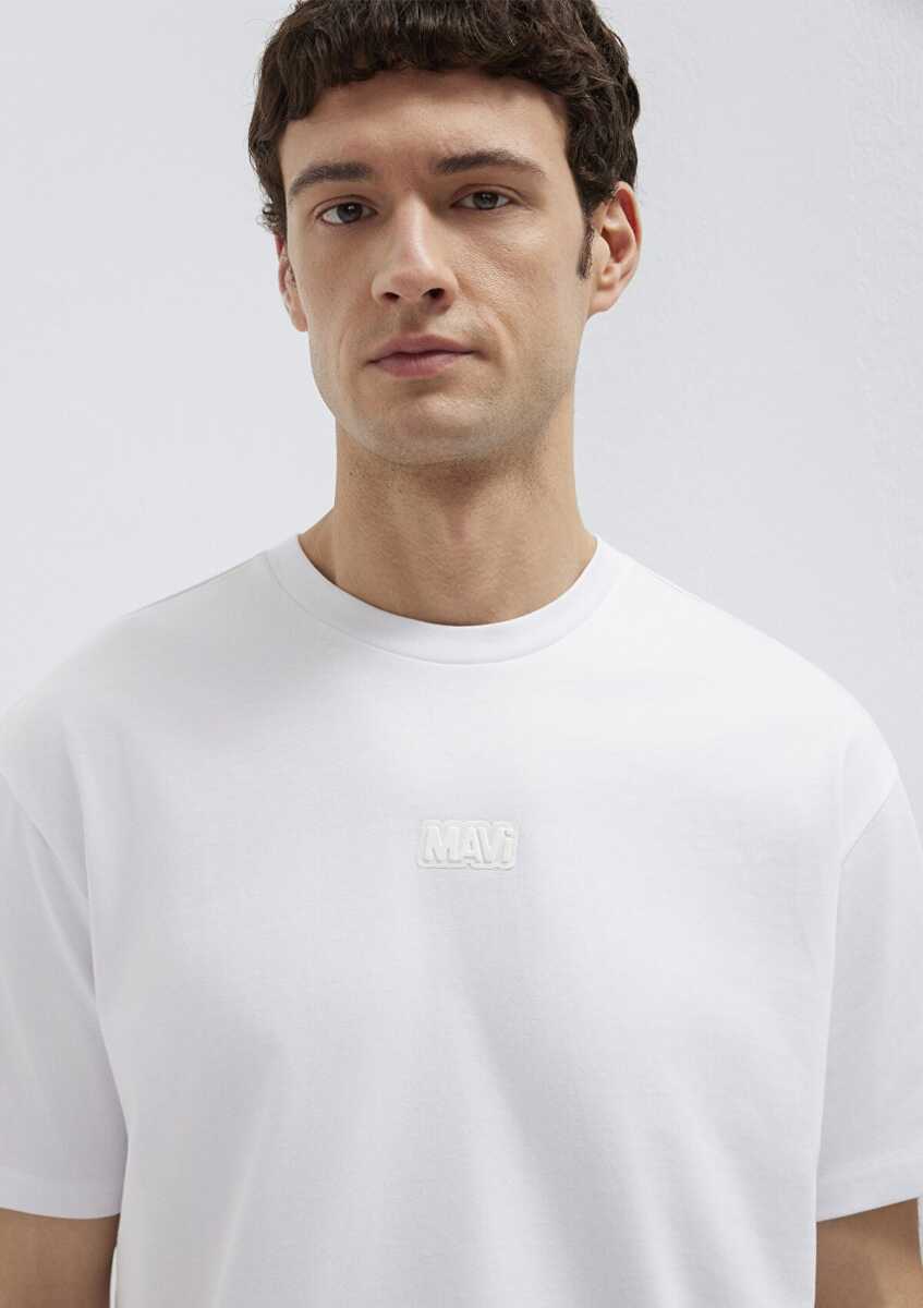 Mavi Logo Baskılı Beyaz Loose Fit Erkek Tişört 0613349-620 (1)