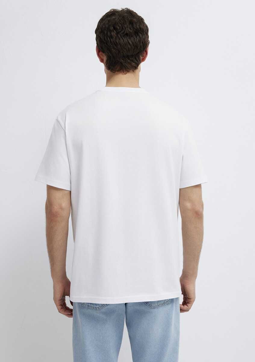 Mavi Logo Baskılı Beyaz Loose Fit Erkek Tişört 0613349-620 - 5