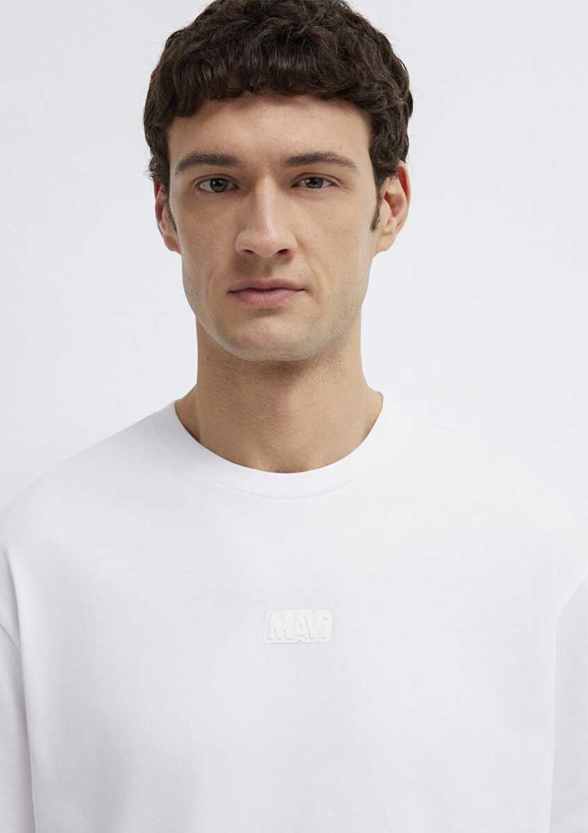 Mavi Logo Baskılı Beyaz Loose Fit Erkek Tişört 0613349-620 - 6