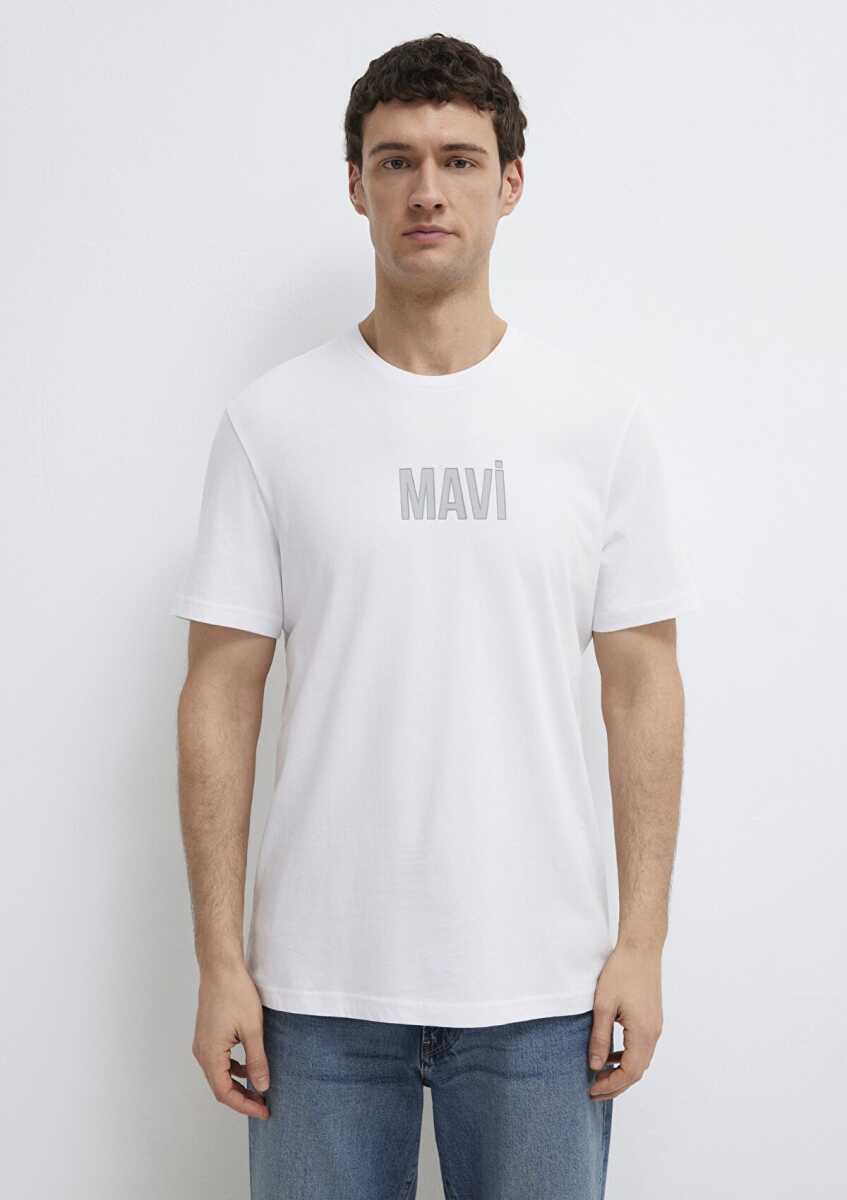 Mavi Logo Baskılı Beyaz Regular Fit Erkek Tişört 0613186-620 - 3