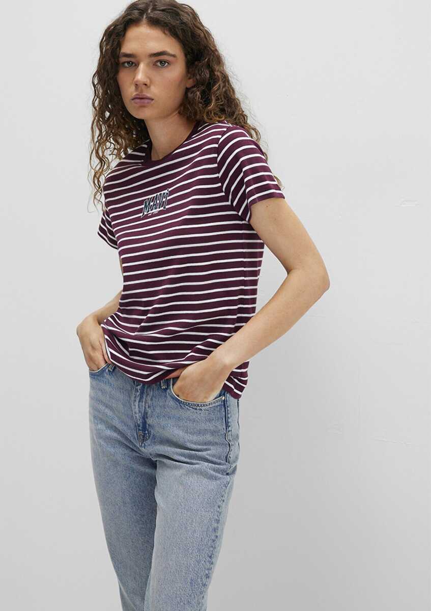 Mavi Logo Baskılı Bordo Kadın Tişört 1613562-87982 - Mavi (1)