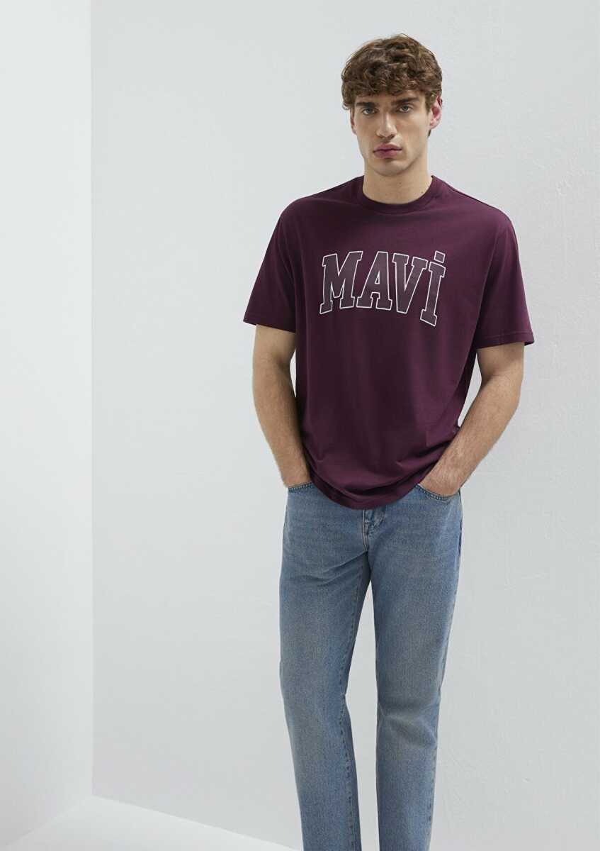 Mavi Logo Baskılı Bordo Loose Ft Erkek Tişört0611711-70434 - Mavi