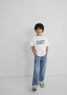 Mavi Logo Baskılı Ekru Loose Fit Çocuk Tişört 6610397-70057 