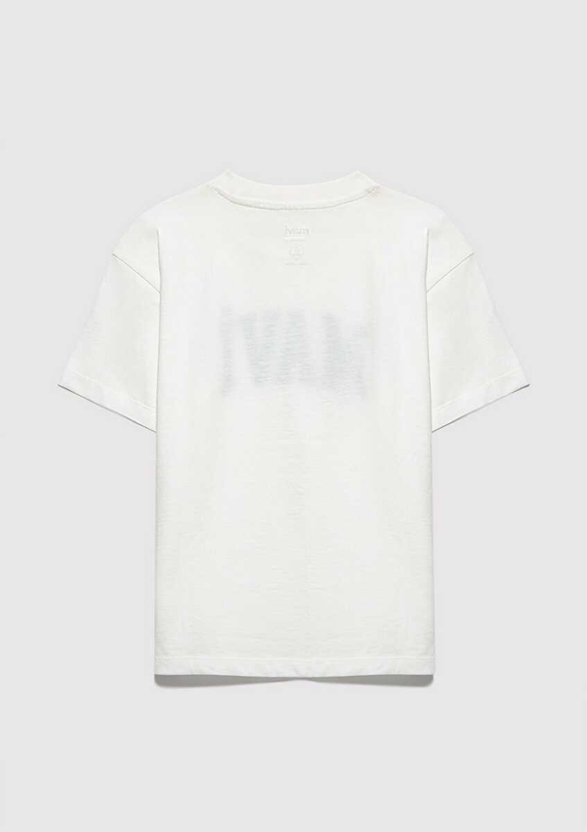 Mavi Logo Baskılı Ekru Loose Fit Çocuk Tişört 6610418-70057 - 3