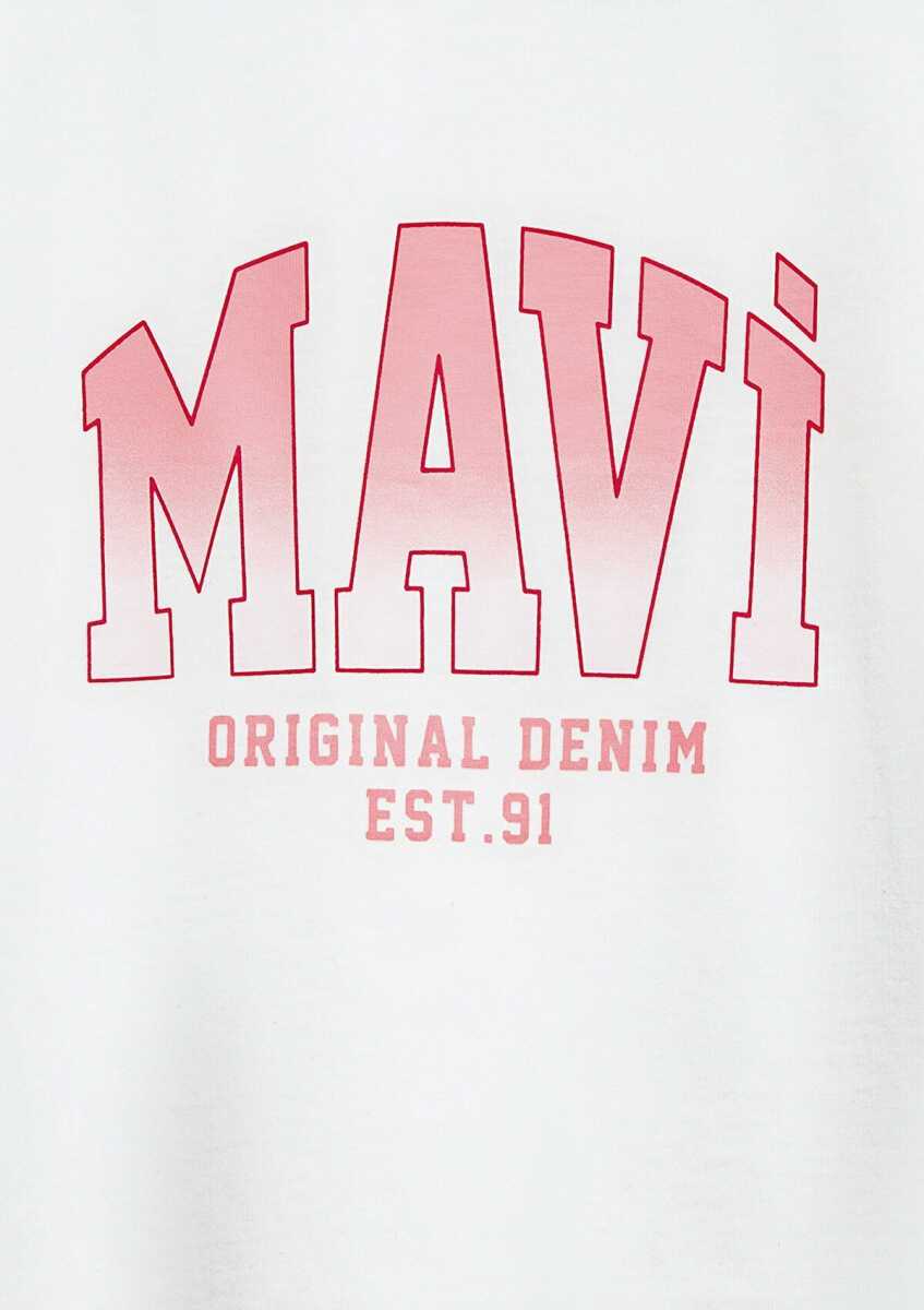 Mavi Logo Baskılı Ekru Loose Fit Çocuk Tişört 7610386-70057 - 4