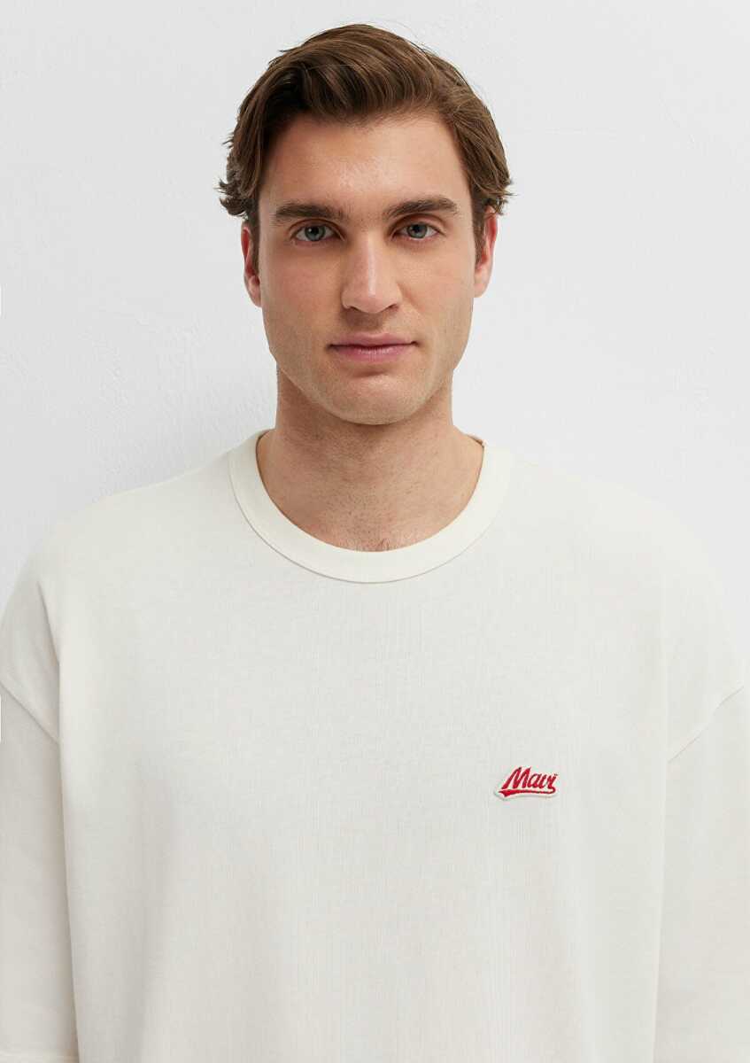 Mavi Logo Baskılı Ekru Oversize Erkek Tişört 0613503-70057 - 6