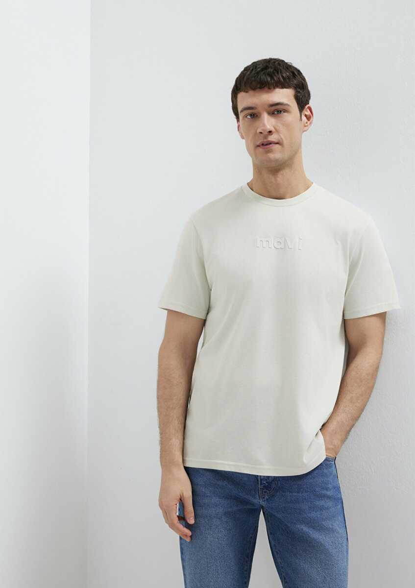 Mavi Logo Baskılı Ekru Regular Fit Erkek Tişört 0612732-70142