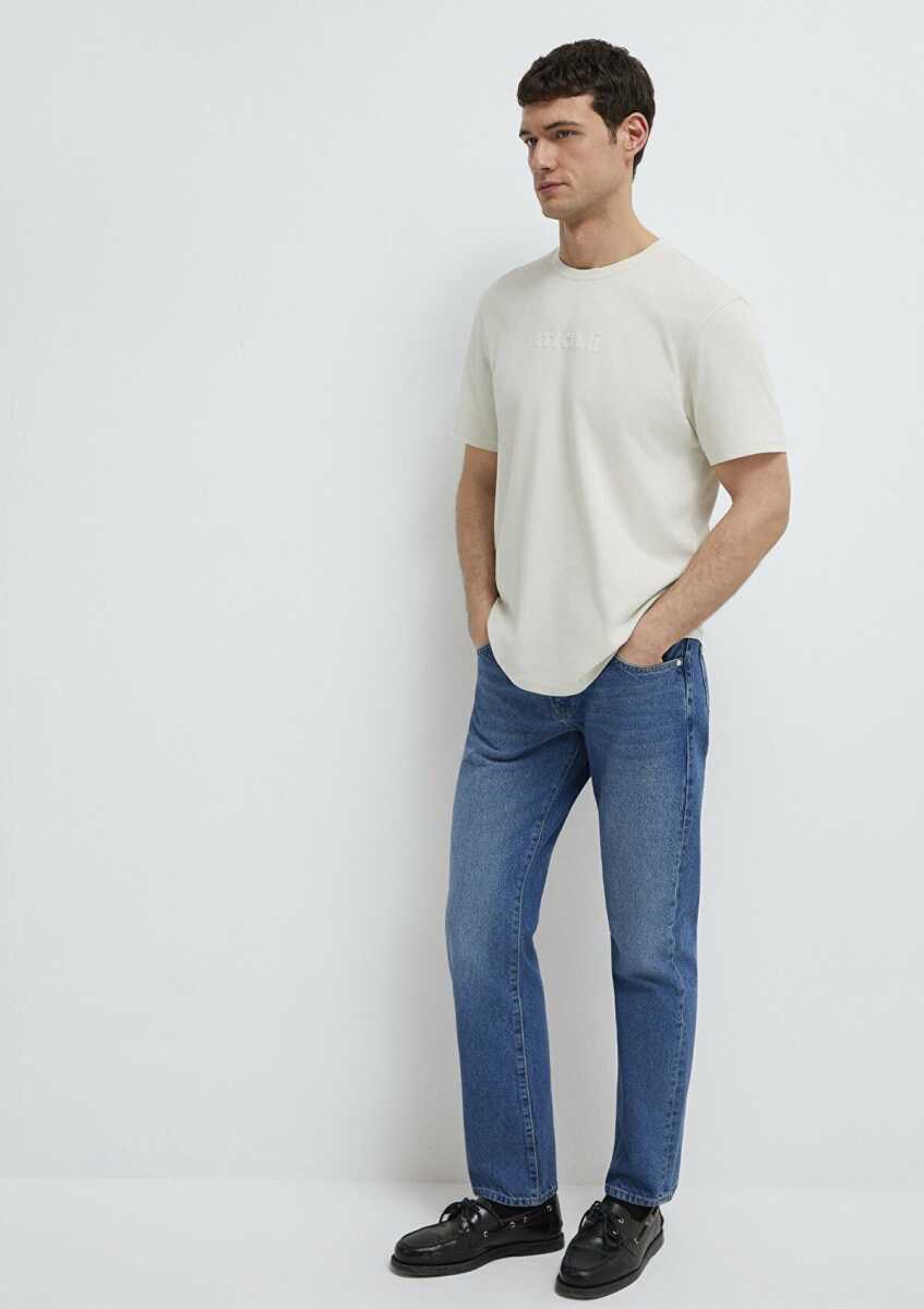Mavi Logo Baskılı Ekru Regular Fit Erkek Tişört 0612732-70142 (1)