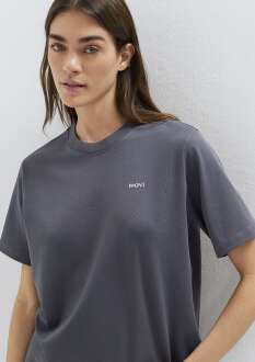 Mavi Logo Baskılı Gri Regular Fit Kadın Tişört 1613882-83620