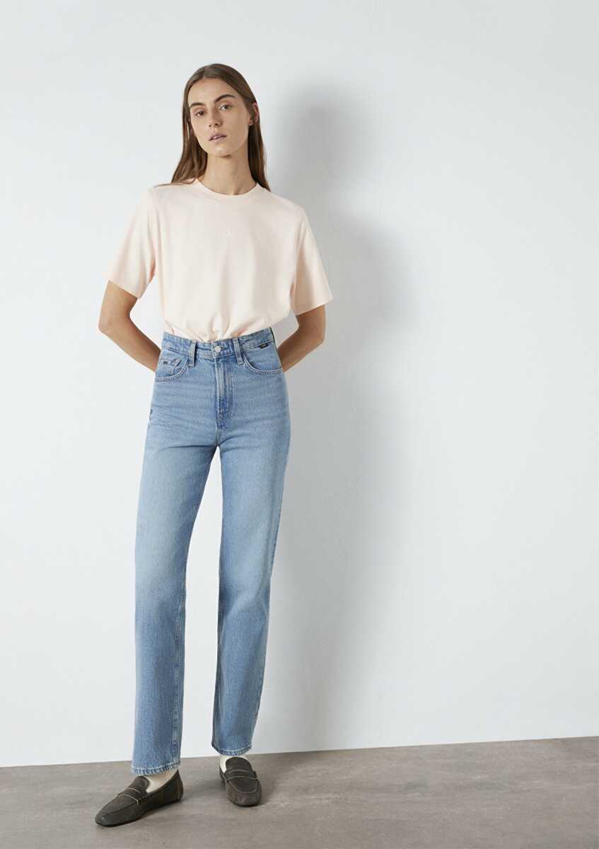 Mavi Logo Baskılı İnterlok PembeRegular Fit Kadın Tişört 1612829-71121 (1)