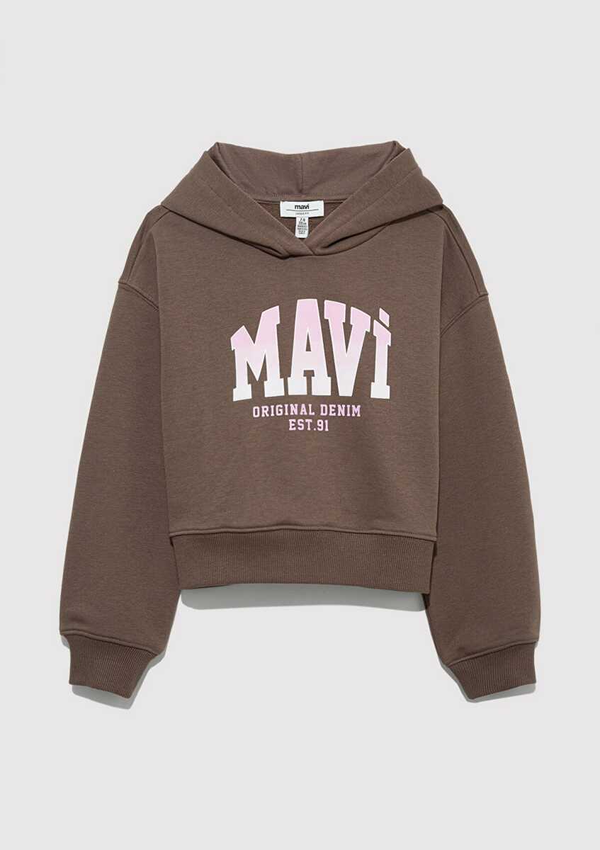 Mavi Logo Baskılı Kapüşonlu Çocuk Sweat 7S10124-87181 - 4