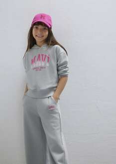 Mavi Logo Baskılı Kapüşonlu Gri Loose Fit Çocuk Sweatshirt 7S10179-70075 