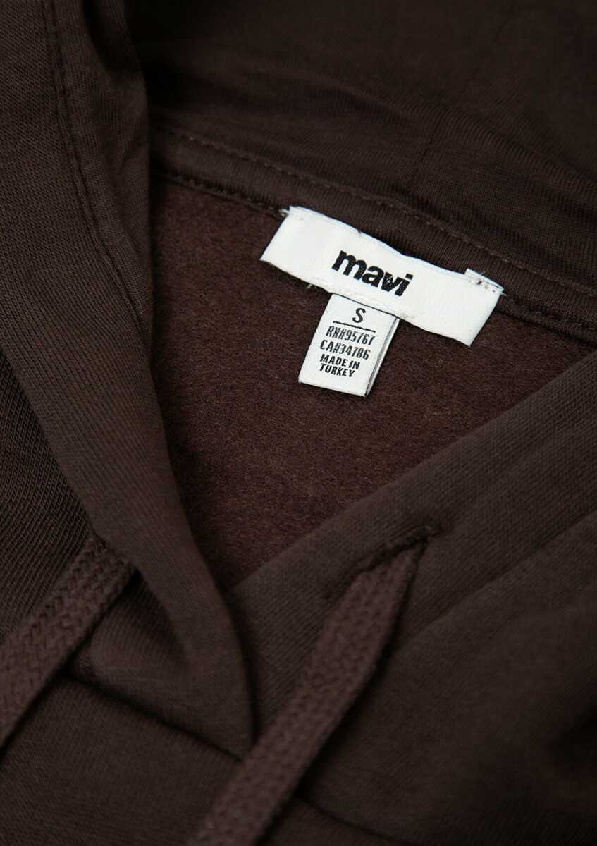 Mavi Logo Baskılı Kapüşonlu Kahverengi Oversize Kadın Sweatshirt 1600361-70240 - 8