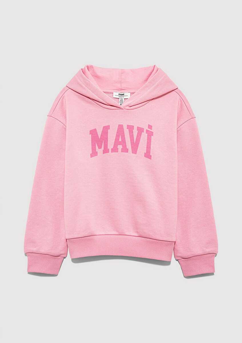 Mavi Logo Baskılı Kapüşonlu Pembe Çocuk Sweat 7S10147-70972