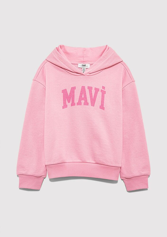 Mavi Logo Baskılı Kapüşonlu Pembe Çocuk Sweat 7S10147-70972