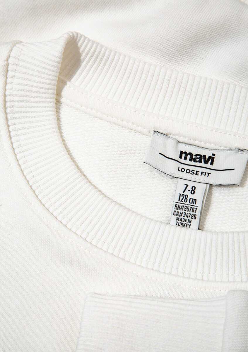 Mavi Logo Baskılı Kırık Beyaz Çocuk Sweat 7S10118-70057 - 4