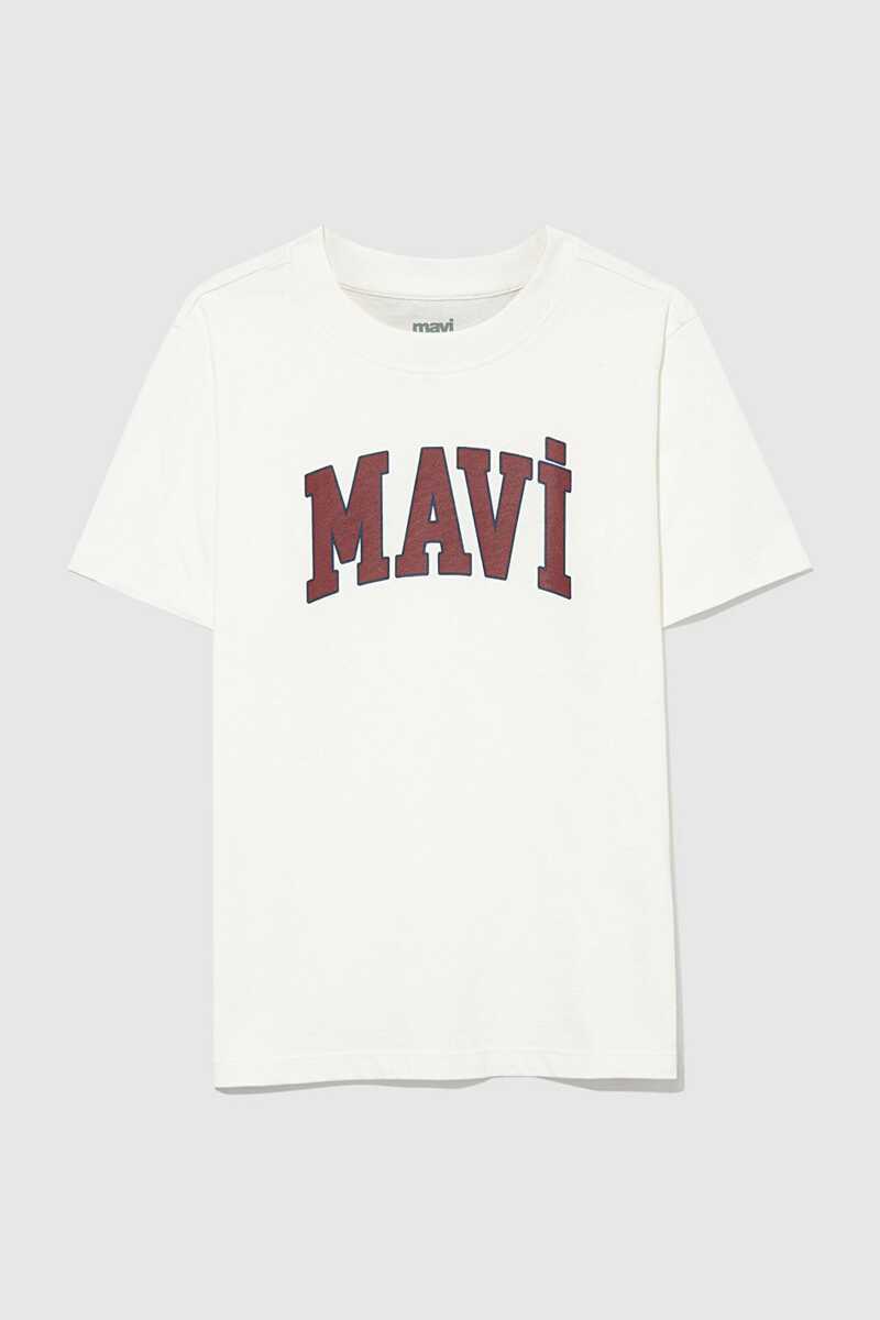 Mavi Logo Baskılı Kırık Beyaz Çocuk Tişört 6610030-81964 - Mavi