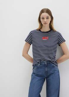 Mavi Logo Baskılı Lacivert Kadın Tişört 1613562-88030