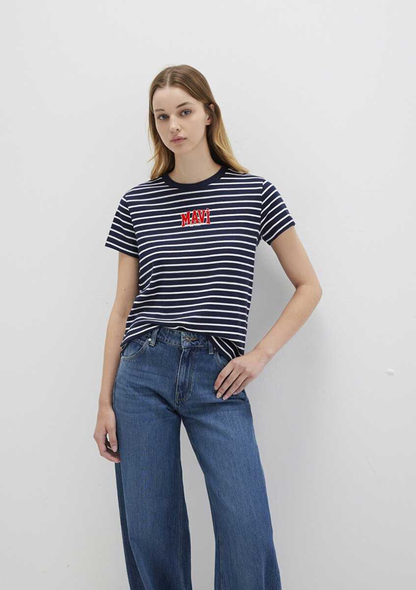 Mavi Logo Baskılı Lacivert Kadın Tişört 1613562-88030 - Mavi (1)