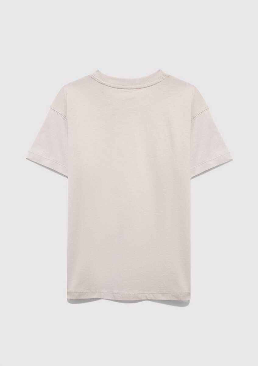 Mavi Logo Baskılı Loose Fit Gri Çocuk Tişört 6610444-90782 - 3