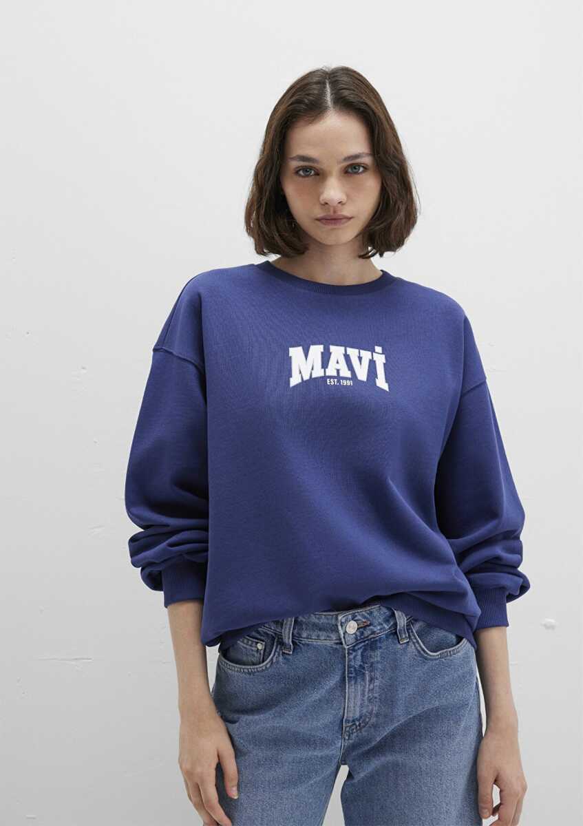Mavi Logo Baskılı Loose Fit Lacivert Kadın Sweat 1S10372-70498 - 1