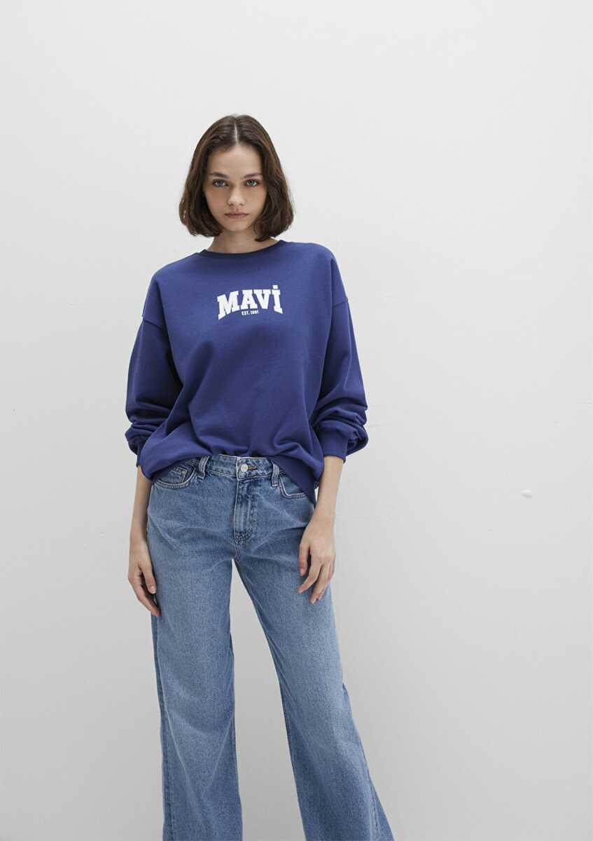 Mavi Logo Baskılı Loose Fit Lacivert Kadın Sweat 1S10372-70498 - 3