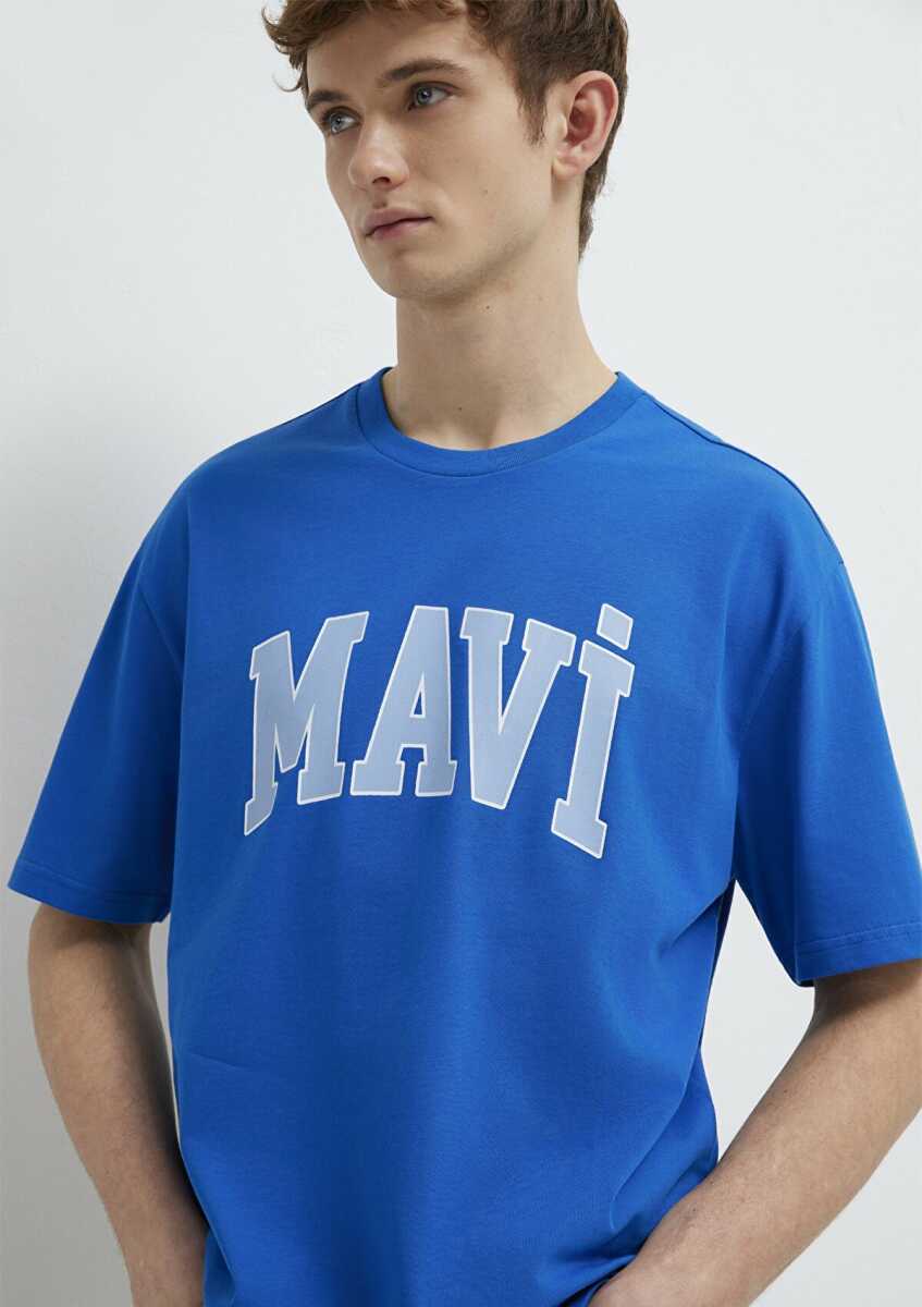 Mavi Logo Baskılı Mavi Loose Fit Erkek Tişört 0611711-81330 - 2