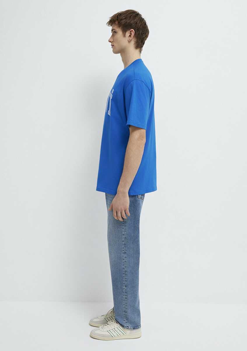 Mavi Logo Baskılı Mavi Loose Fit Erkek Tişört 0611711-81330 - 4