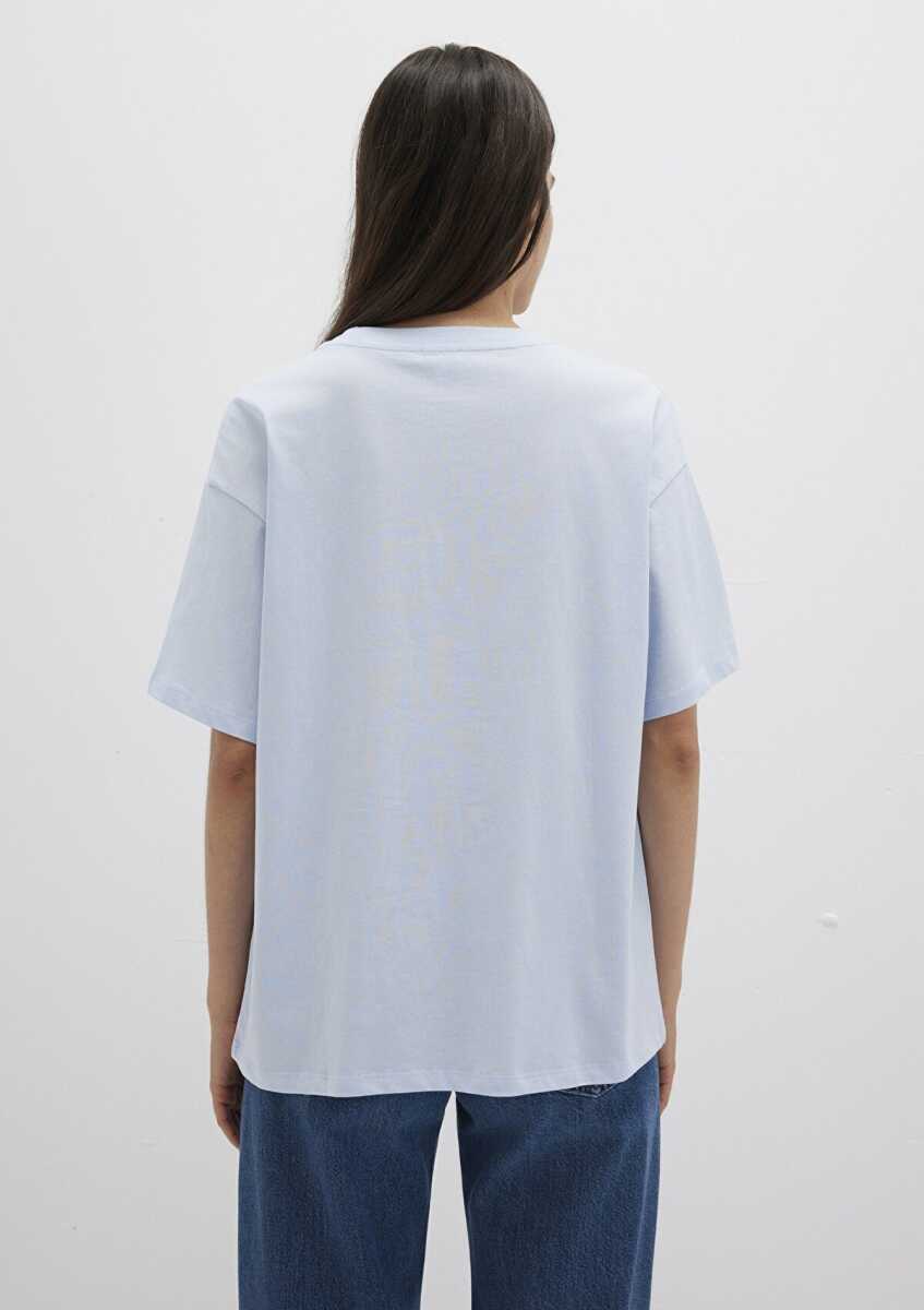 Mavi Logo Baskılı Mavi Oversize Kadın Tişört 1600843-70717 - 5