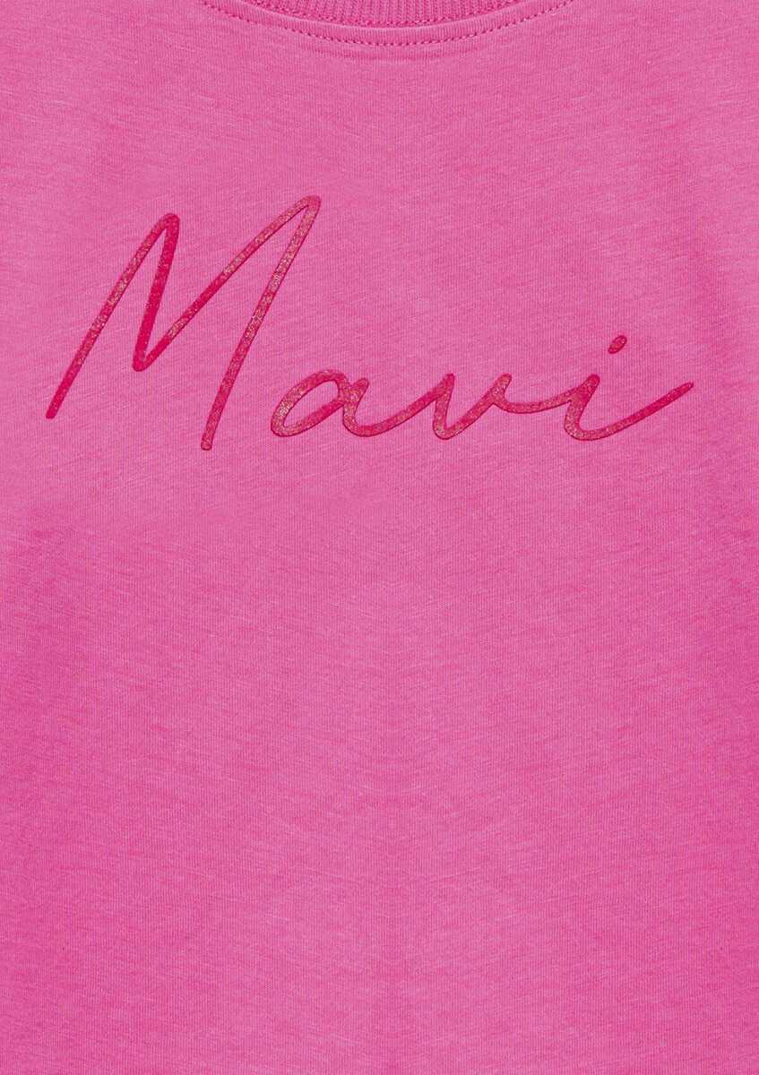 Mavi Logo Baskılı Pembe Crop Loose Fit Çocuk Tişört 7610181-91355 - 4
