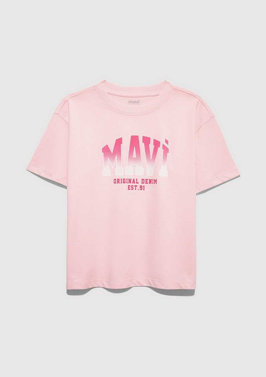 Mavi Logo Baskılı Pembe Loose Fit Çocuk Tişört 7610386-71007 (1)