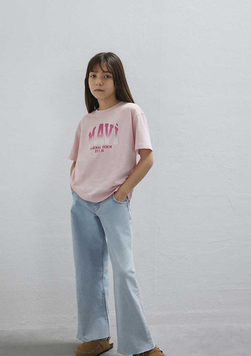 Mavi Logo Baskılı Pembe Loose Fit Çocuk Tişört 7610386-71007 - 1