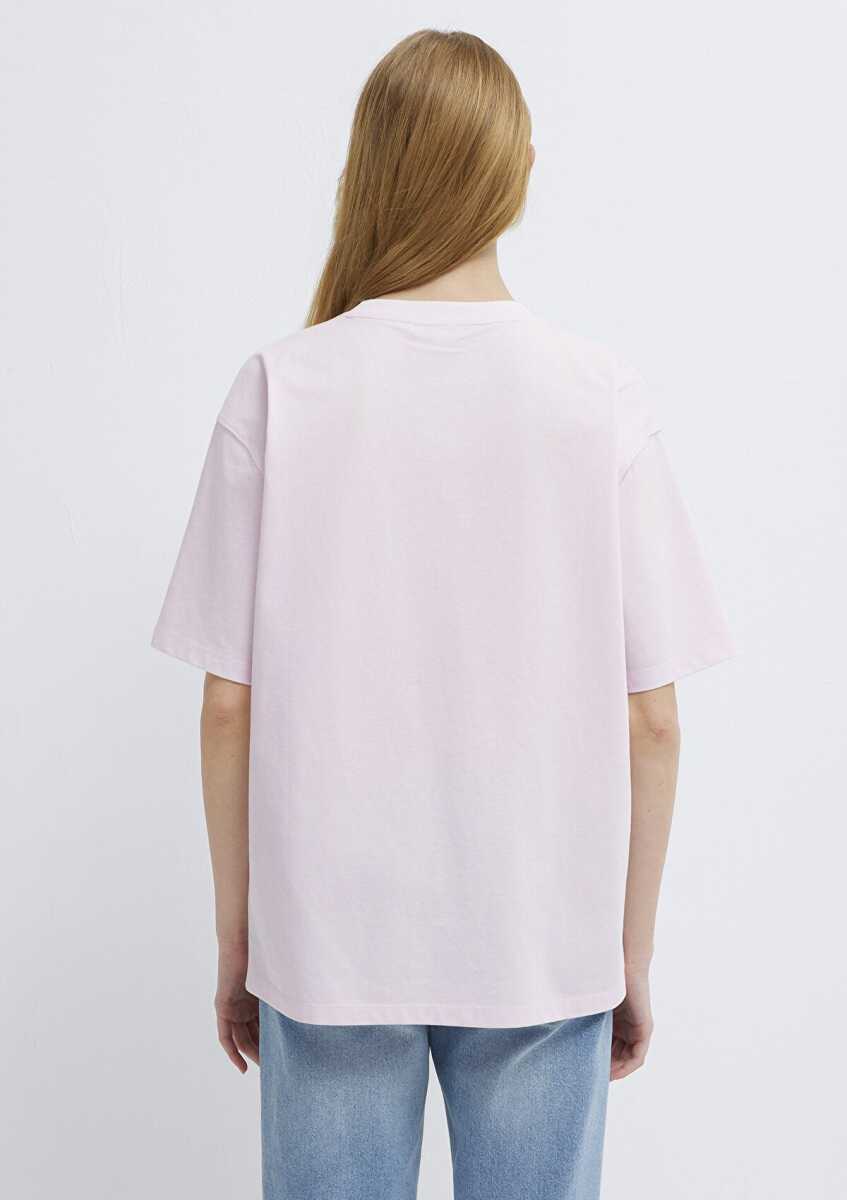 Mavi Logo Baskılı Pembe Loose Fit Kadın Tişört 1613884-70513 - 5