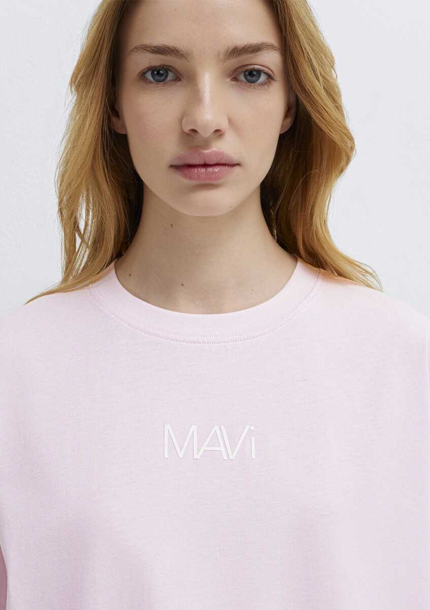 Mavi Logo Baskılı Pembe Loose Fit Kadın Tişört 1613884-70513 - 6