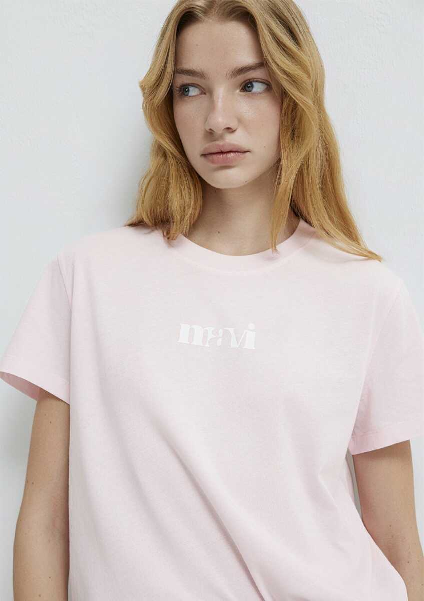 Mavi Logo Baskılı Pembe Regular Fit Kadın Tişört 1612241-89200